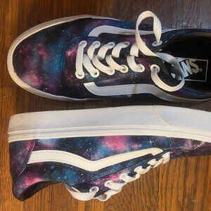 Galaxy Vans Old Skool Sneakers - Space Print Shoes - Blue - Purple - Pink
